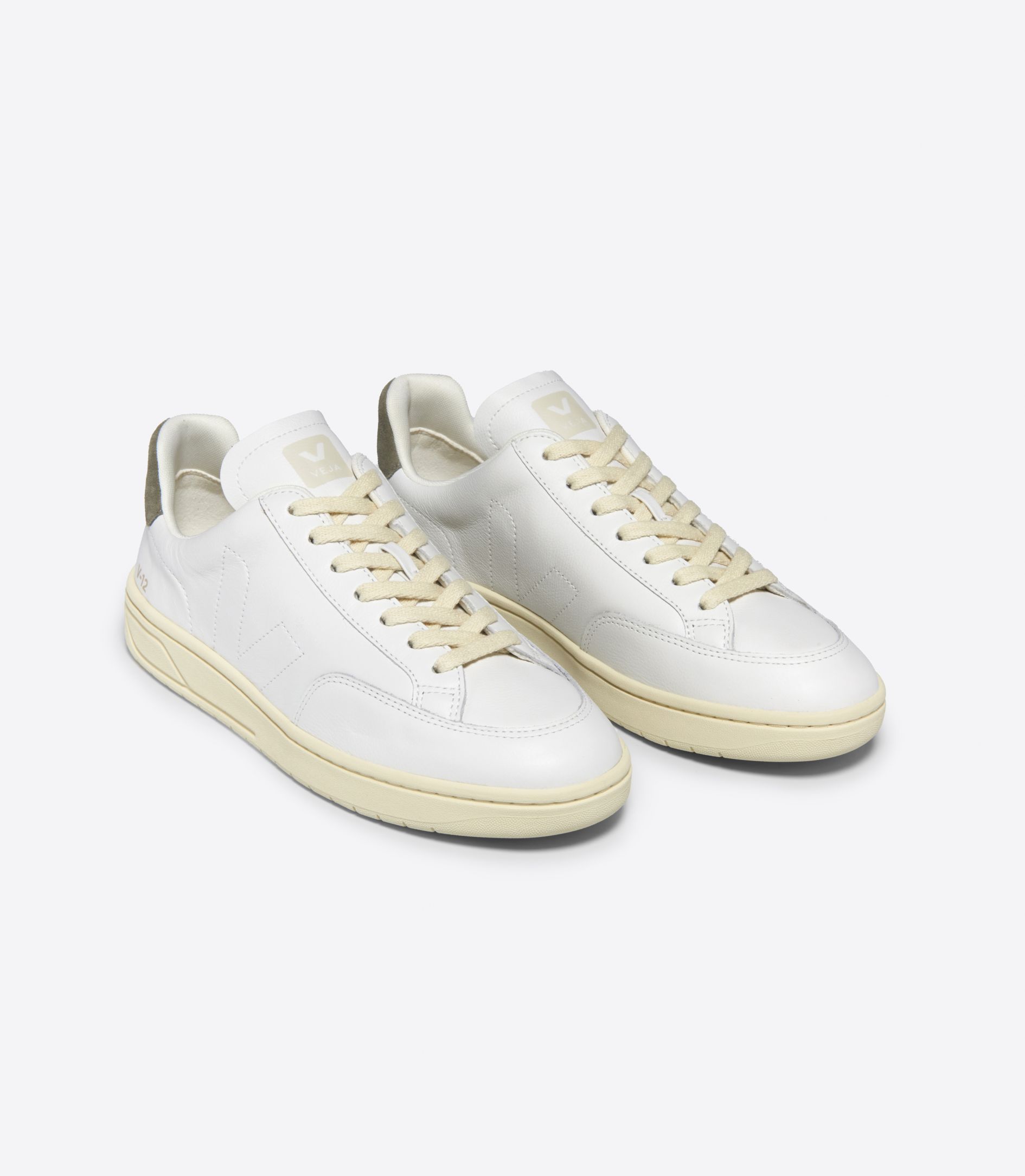 VEJA V-12 STITCH LEATHER WHITE KAKI | VJ24259